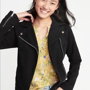 NWT XL Old Navy Motto Suede Black Jacket N/Leather